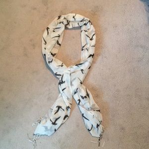 White scarf with black birds
